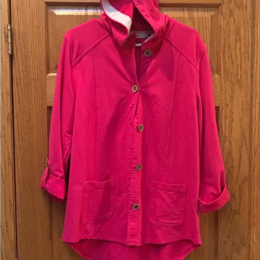 Women's Pink Button-Up Hoodie